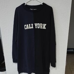 CALI YORK Split Two-Tone Sweatshirt - Navy & Black